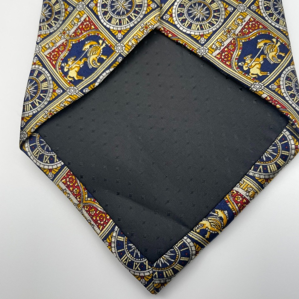 Museum Artifacts All Silk Hand Made Tie Blue Gold Red Roman Coin Pegasus Design - Picture 3 of 4